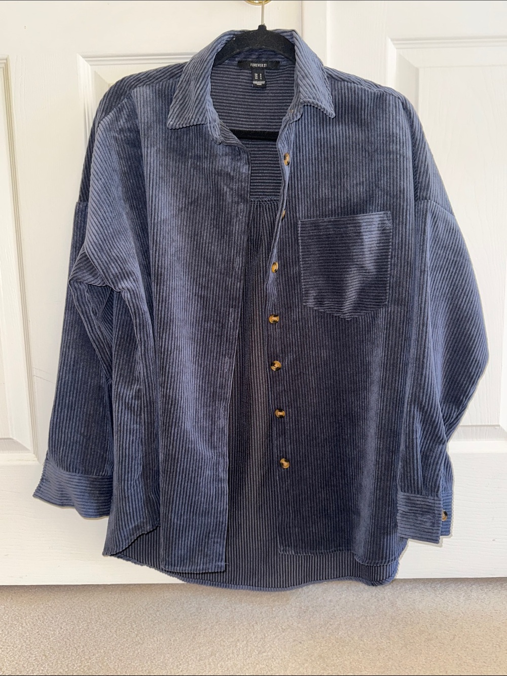 NWOT Forever 21 Oversized Corduroy Shirt Jacket - Dark Blue